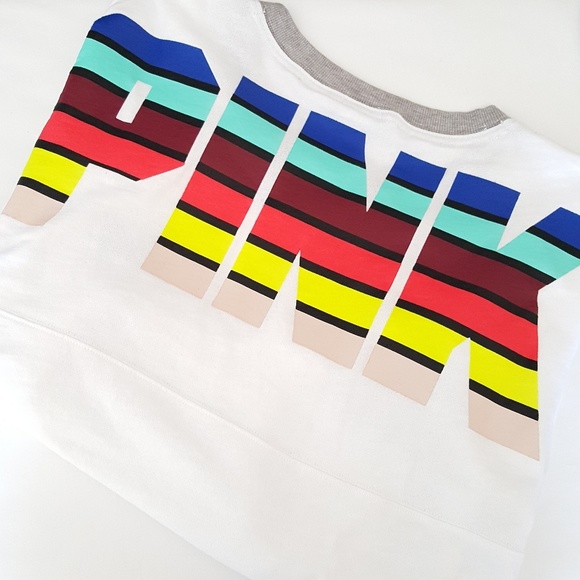 PINK Victoria's Secret Tops - PINK Victoria's Secret || White Varsity Sweatshirt